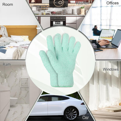 2 PCS Dusting Gloves for House Cleaning, Microfiber Coral Fleece Cleaning Mittens Reusable Washable Household V1258-DP02-A-2428