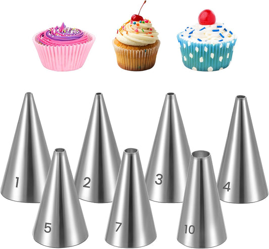 7 PCS Piping Tips, Cake Decorating Kit Extra Fine Stainless Steel Meringue Icing Tips Piping Nozzles Round V1258-DP02-A-2434