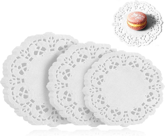 300 Pcs Paper Doilies, 3 sizes Lace Doilies Paper Round Disposable Placemats White-Doilies for Tables Dessert V1258-DP02-A-2442