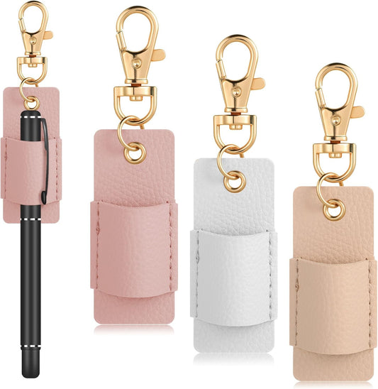 3 Pcs Pen Holder for Lanyard, Anti-Lost Neck Lanyard Pen Holder Keychain, PU Leather Retractable Pencils Clip V1258-DP02-A-2448