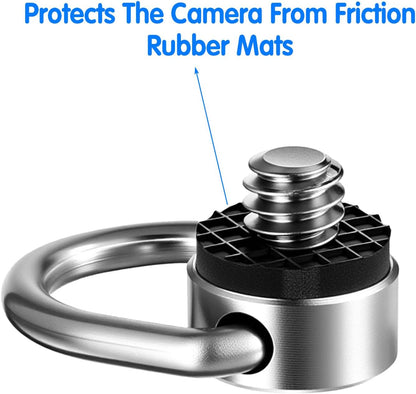 2 Pack D Ring Screw, 1/4"-20 Thread Camera Aluminum Alloy Fixing Screw with Rubber Padded Hinged Holder Quick V1258-DP02-A-2450