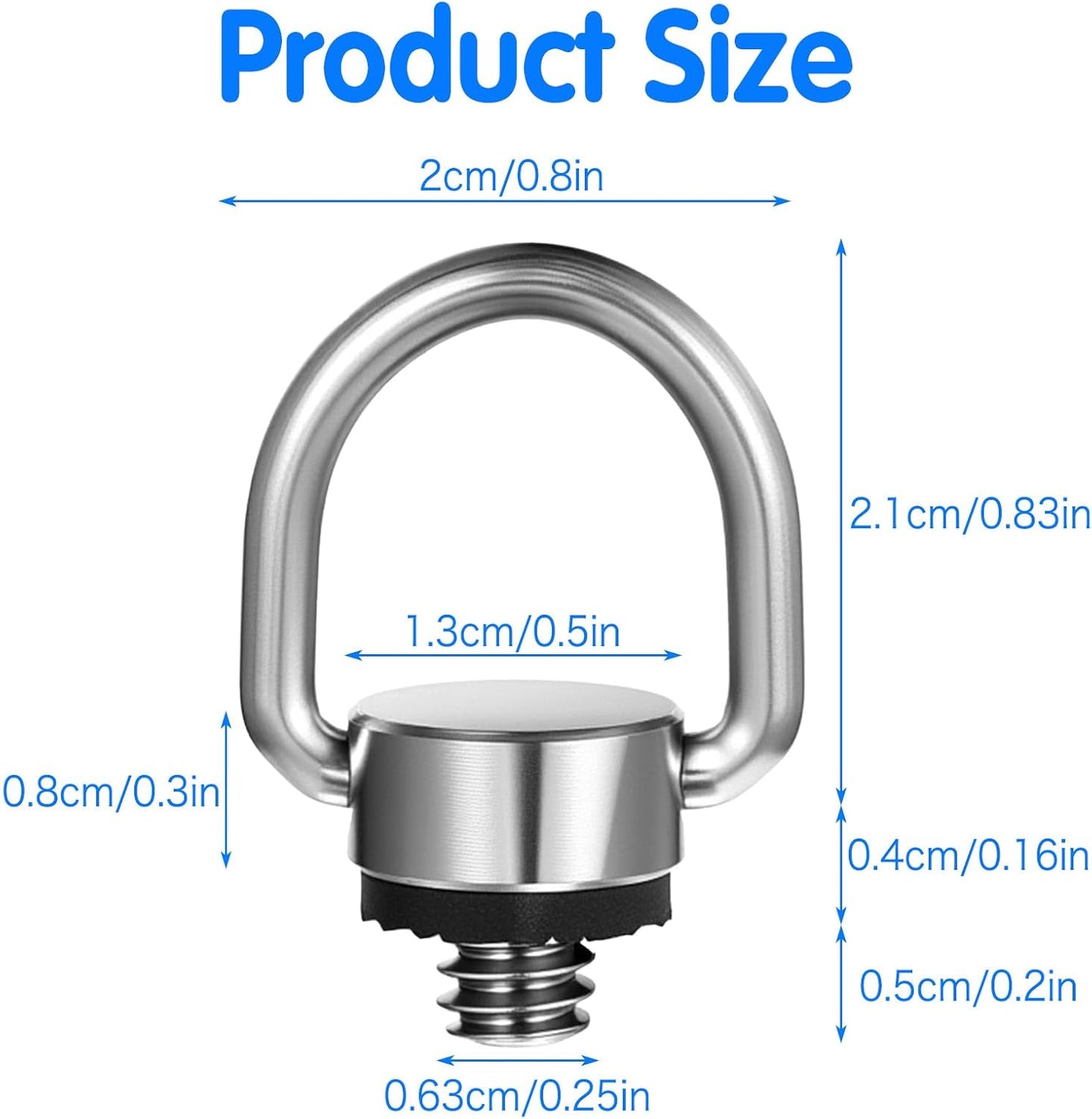 2 Pack D Ring Screw, 1/4"-20 Thread Camera Aluminum Alloy Fixing Screw with Rubber Padded Hinged Holder Quick V1258-DP02-A-2450