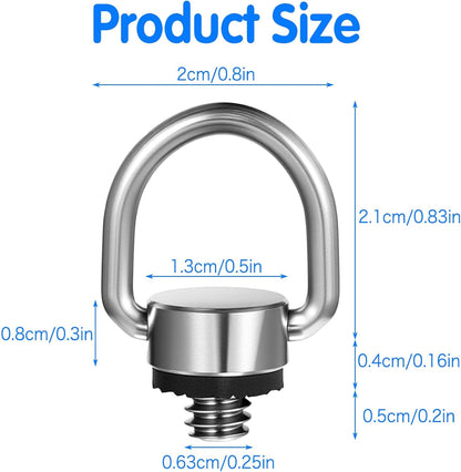 2 Pack D Ring Screw, 1/4"-20 Thread Camera Aluminum Alloy Fixing Screw with Rubber Padded Hinged Holder Quick V1258-DP02-A-2450