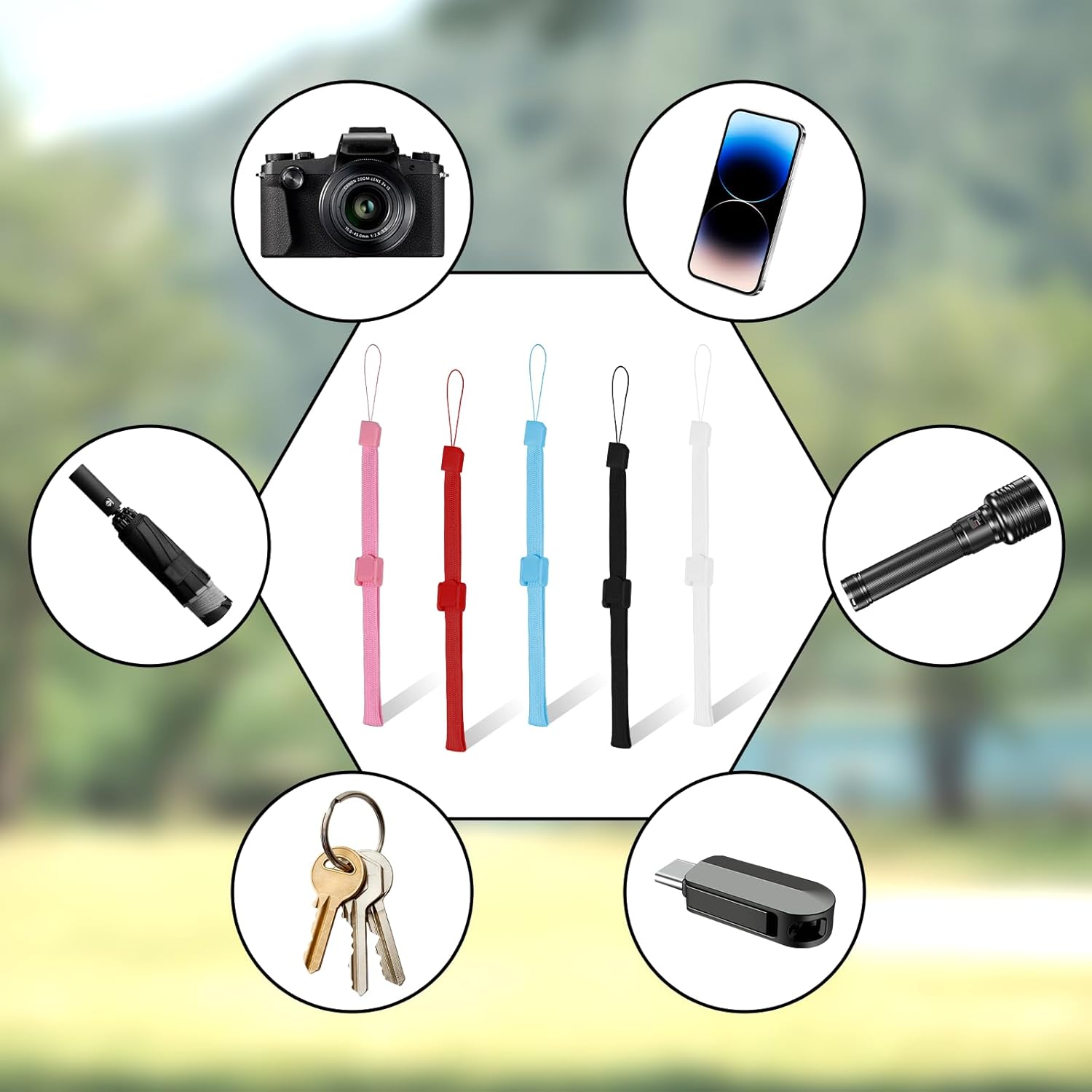 5 PCS Hand Wrist Strap, Adjustable Phone Lanyards for Cell Phone Multi Purpose Wristbands Phone Strap V1258-DP02-A-2451
