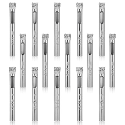 1/4" Diamond Hole Saw Drill Bits, 15PCS Glass Tile Holes Saw 1.1 inch Cutting Depth Glass Hole Saws Tile V1258-DP02-A-2457
