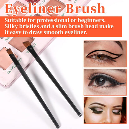 100 PCS Eyebrow Tint Brush, Eyeliner Brush Set Black Eyeliner Brushes Fine Angled Ultra Thin Angled Eyeliners V1258-DP02-A-2458