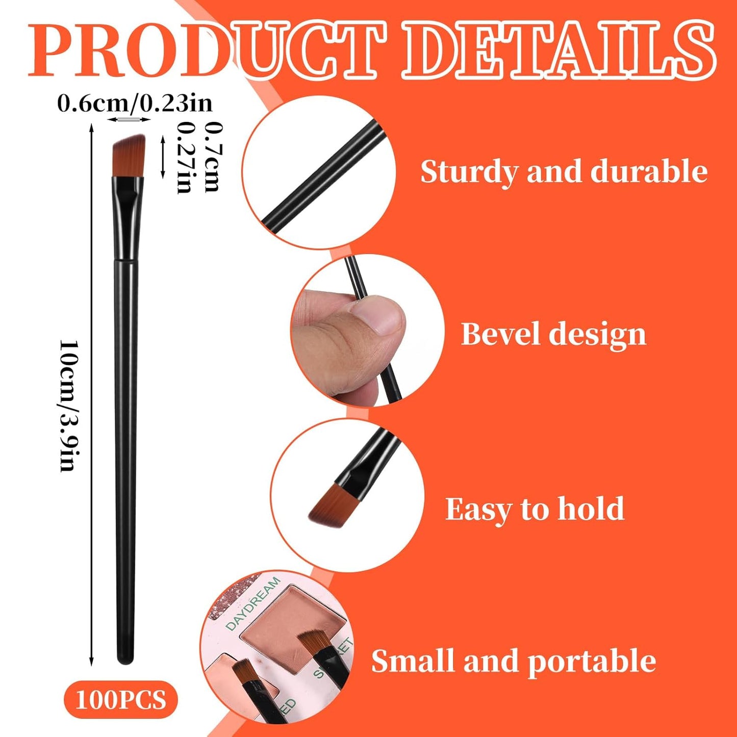 100 PCS Eyebrow Tint Brush, Eyeliner Brush Set Black Eyeliner Brushes Fine Angled Ultra Thin Angled Eyeliners V1258-DP02-A-2458
