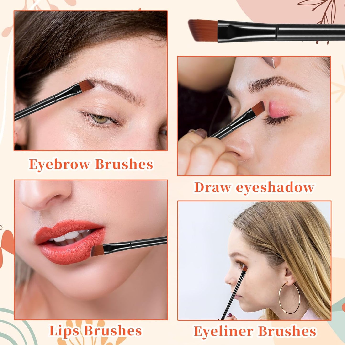 100 PCS Eyebrow Tint Brush, Eyeliner Brush Set Black Eyeliner Brushes Fine Angled Ultra Thin Angled Eyeliners V1258-DP02-A-2458