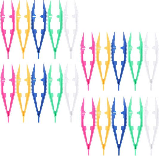 20 Pcs Plastic Tweezers Beads Tweezers, 5 Assorted Colors 4.3 Inch Craft Forceps Kids for DIY Craft Jewelry V1258-DP02-A-2462