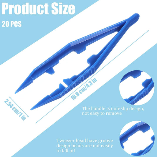 20 Pcs Plastic Tweezers Beads Tweezers, 5 Assorted Colors 4.3 Inch Craft Forceps Kids for DIY Craft Jewelry V1258-DP02-A-2462