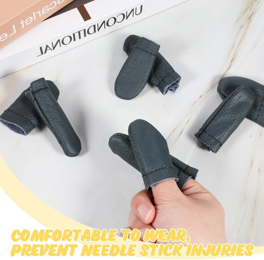 4 Pairs Crochet Finger Protectors, Leather Thimbles for Hand Sewing, Durable Needle Felting Knitting Thimble V1258-DP02-A-2464