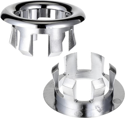 Sink Overflow Ring, 2 Pack Universal Bathroom Kitchen Sink Hole Trim Chrome Drain Cover, Overflow Trim Ring V1258-DP02-A-2466