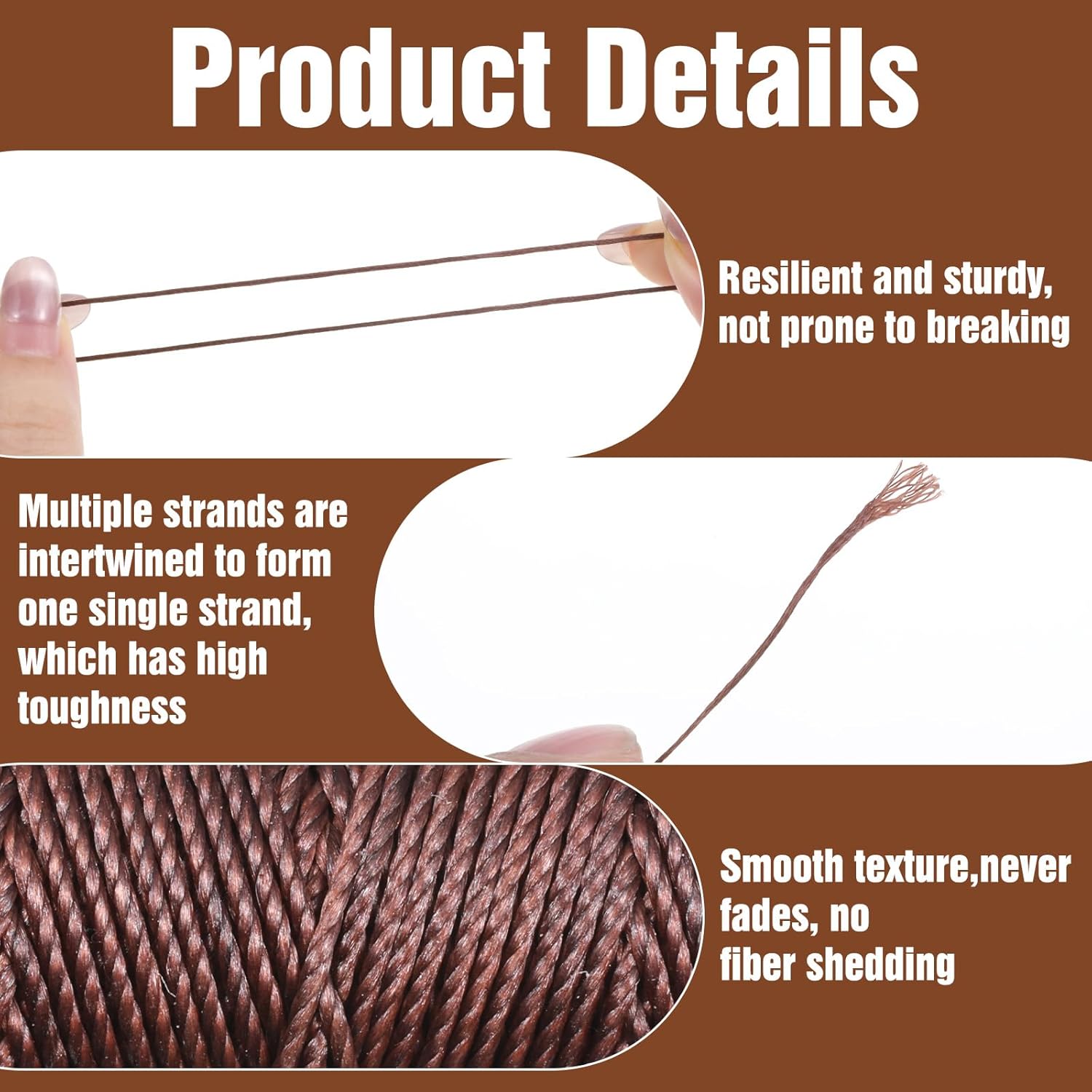 32.8 Yards Waxed Thread, 0.8 mm Leather Thread for Hand Sewing, 2 Colors Heavy Duty Upholstery Threads Thick V1258-DP02-A-2468