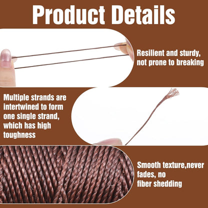 32.8 Yards Waxed Thread, 0.8 mm Leather Thread for Hand Sewing, 2 Colors Heavy Duty Upholstery Threads Thick V1258-DP02-A-2468