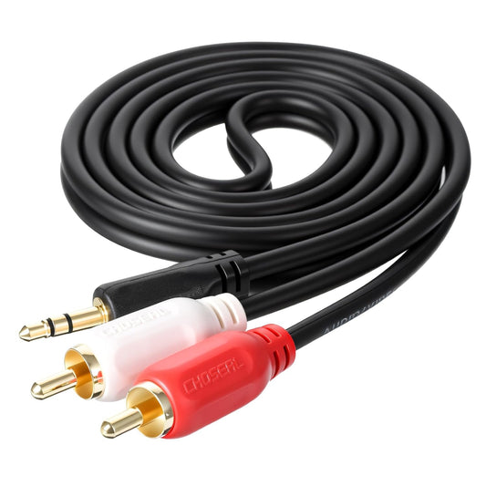 3.5 mm to 2RCA Audio Cable, 3.2 ft/1 m Gold-Plated Plug Stereo Y Splitter Cord, Aux to RCA Cable Audio Jack V1258-DP02-A-2472