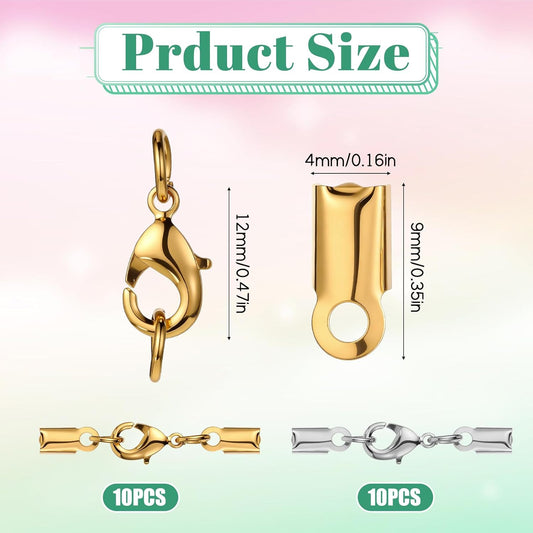 20 Pieces Fold Over Cord Ends Cord Crimp Tips, Copper Jewelry Connector Clasp Caps for Leather Cords, Ribbon, V1258-DP02-A-2473