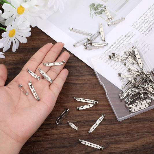 60 Pcs Brooch Pin Backs, 6 Sizes Metal Flat Back Safety Pins, Bar Pin Backings with Secure Locking Clasp for V1258-DP02-A-2475