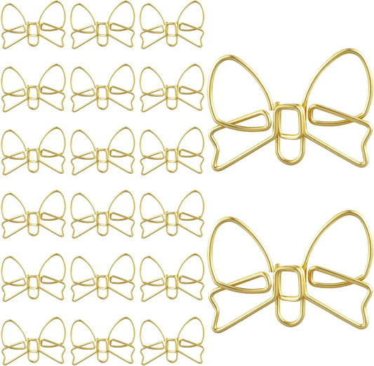 20 Pcs Mini Bow Shape Paper Clips, Gold Paperclips Cute Paper Clips Decorative Bowknot Paperclips Metal V1258-DP02-A-2476
