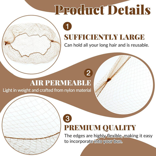 Hair Nets, 35 Pcs Invisible Hair Net for Buns, 20 Inch Strong Nylon Elastic Mesh Wig Nets Hairnet Hairs V1258-DP02-A-2483