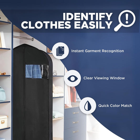 Garment Bag for Hanging Clothes - Travel Suit Bag Closet Covers for Men and Women - Long Dress, Mens Jackets, V1258-DP02-A-2486