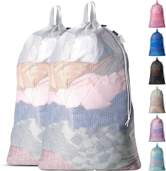 Extra Large Mesh Laundry Bags 2-Pack - Heavy Duty, Machine Washable Laundry Bag with Handles & Shoulder V1258-DP02-A-2487
