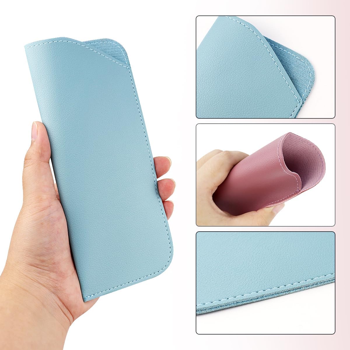 4 Pack Soft Leather Glasses Case 7x3 Inch Eyeglasses Pouch Portable PU Leather Glasses Pouch V1258-DP02-A-264