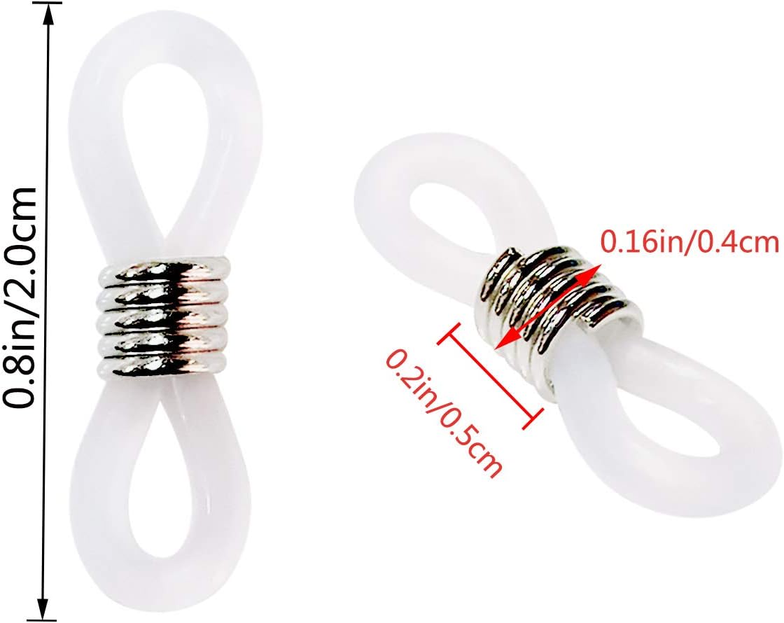 40 Pieces Eyeglass Chain Ends Adjustable Rubber Spectacle End Connectors for Eye Glasses Holder Necklace Chain V1258-DP02-A-265