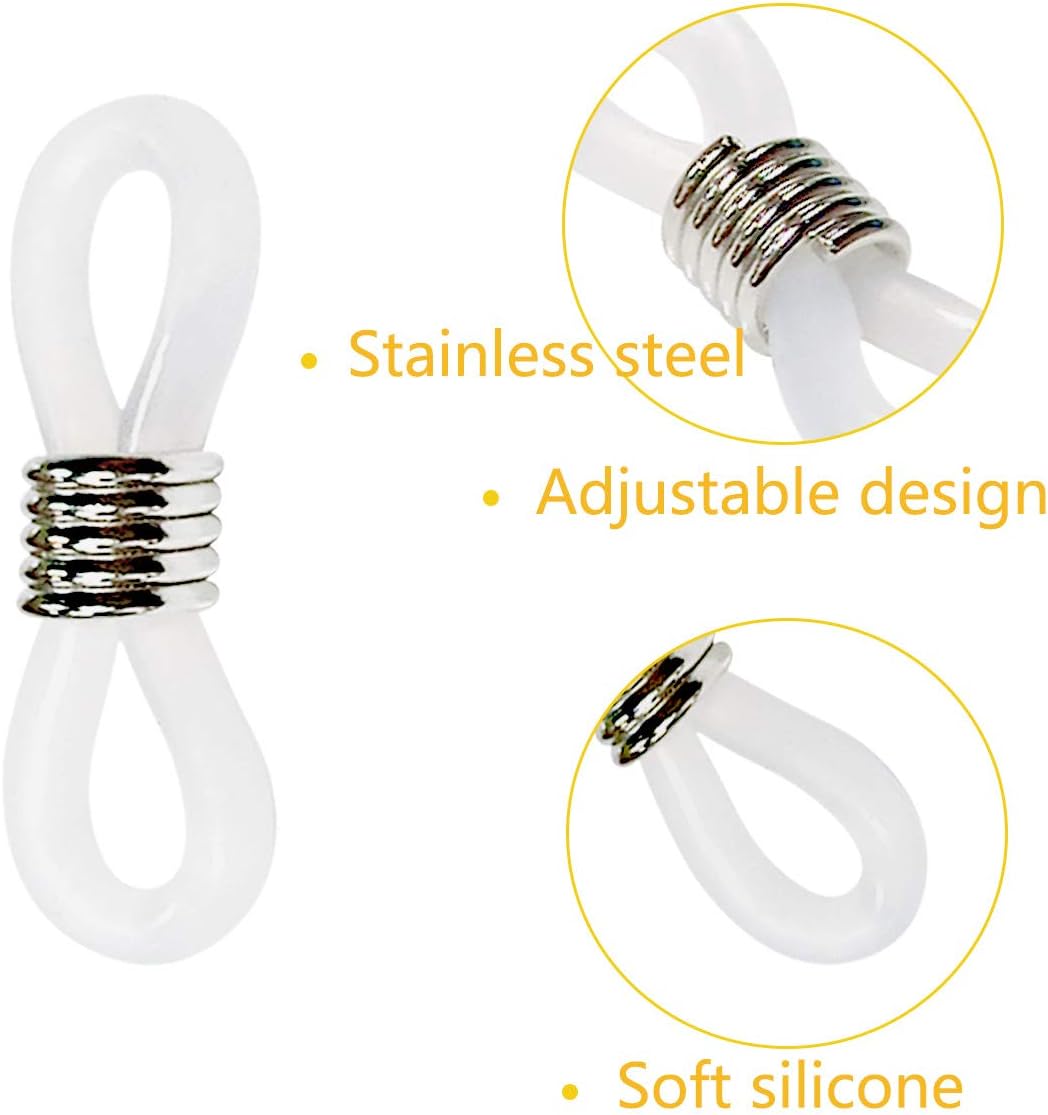 40 Pieces Eyeglass Chain Ends Adjustable Rubber Spectacle End Connectors for Eye Glasses Holder Necklace Chain V1258-DP02-A-265