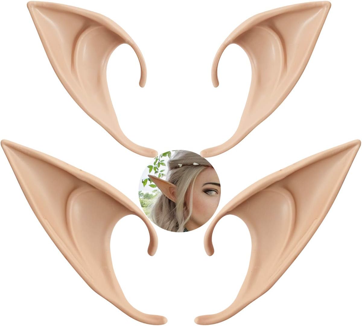 2 Pair Cosplay Fairy Pixie Elf Ears Christmas Anime Party Latex Ears V1258-DP02-A-267