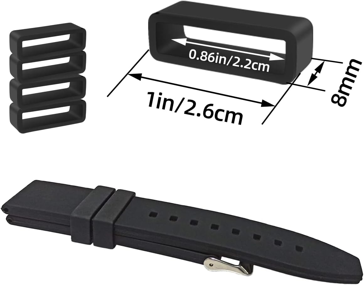 6 Pcs Watch Band Loop Holder Keeper for Resin Belt, Replacement Fastener Rings for Silicone Leather Rubber V1258-DP02-A-268