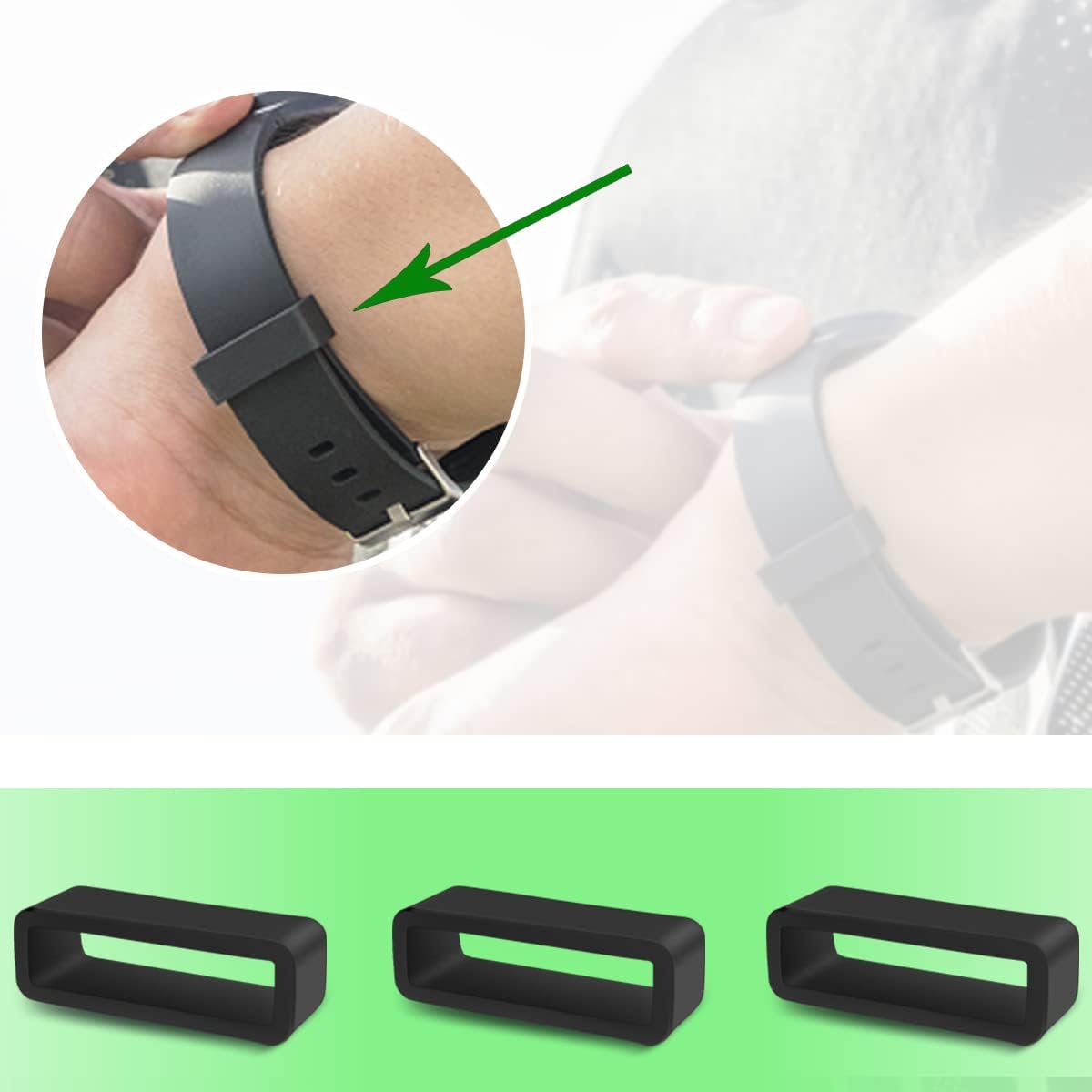 6 Pcs Watch Band Loop Holder Keeper for Resin Belt, Replacement Fastener Rings for Silicone Leather Rubber V1258-DP02-A-268