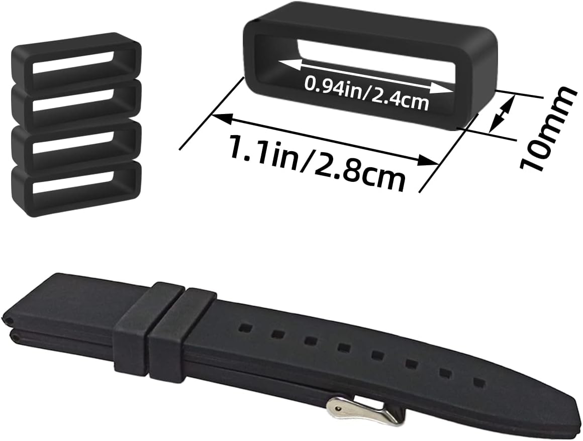 6 Pcs Watch Band Loop Holder Keeper for Resin Belt, Replacement Fastener Rings for Silicone Leather Rubber V1258-DP02-A-269
