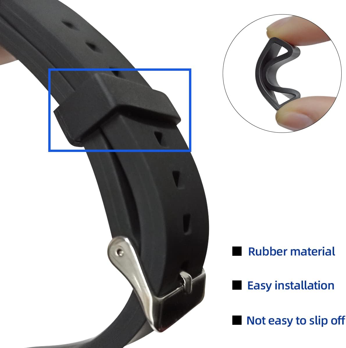 6 Pcs Watch Band Loop Holder Keeper for Resin Belt, Replacement Fastener Rings for Silicone Leather Rubber V1258-DP02-A-269