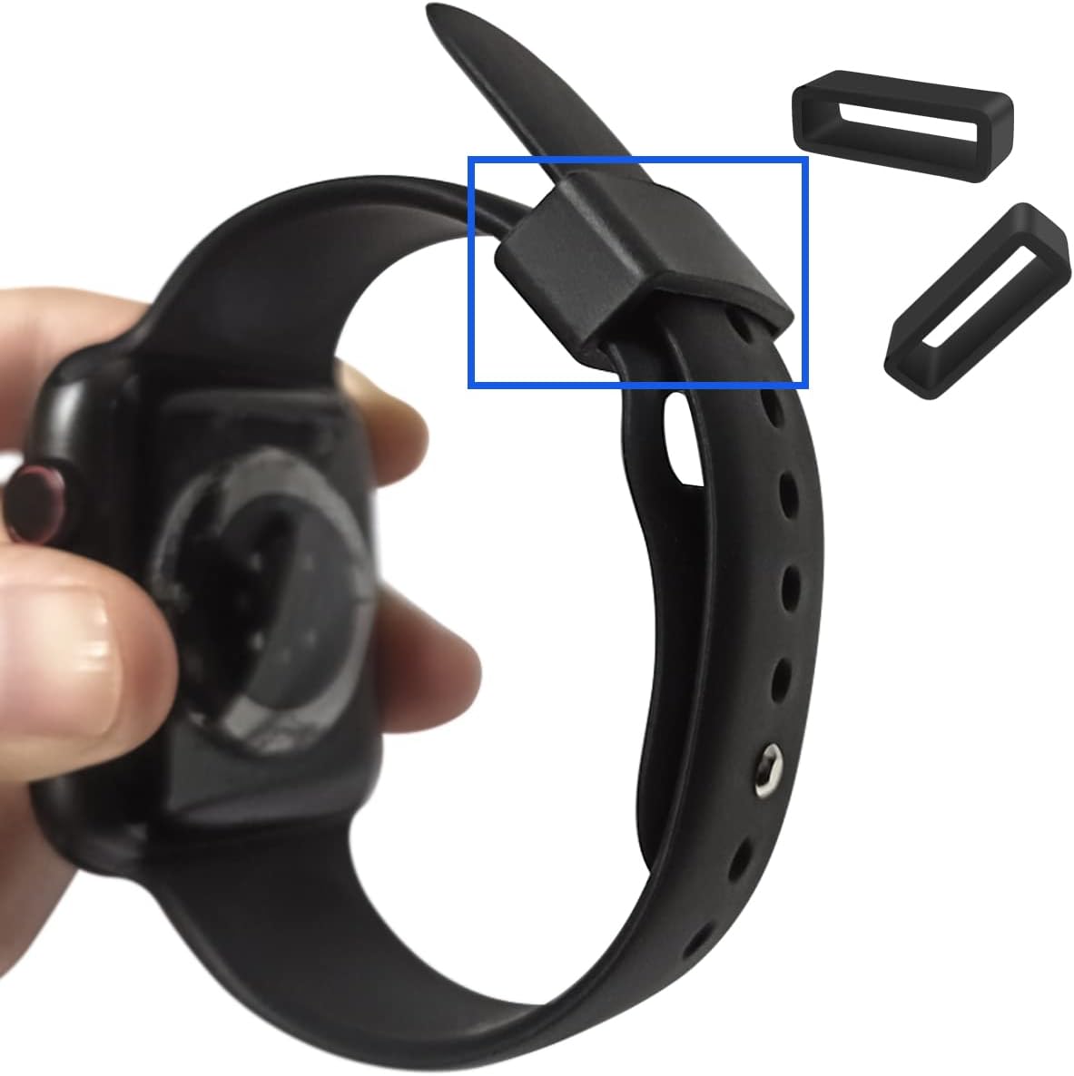 6 Pcs Watch Band Loop Holder Keeper for Resin Belt, Replacement Fastener Rings for Silicone Leather Rubber V1258-DP02-A-269