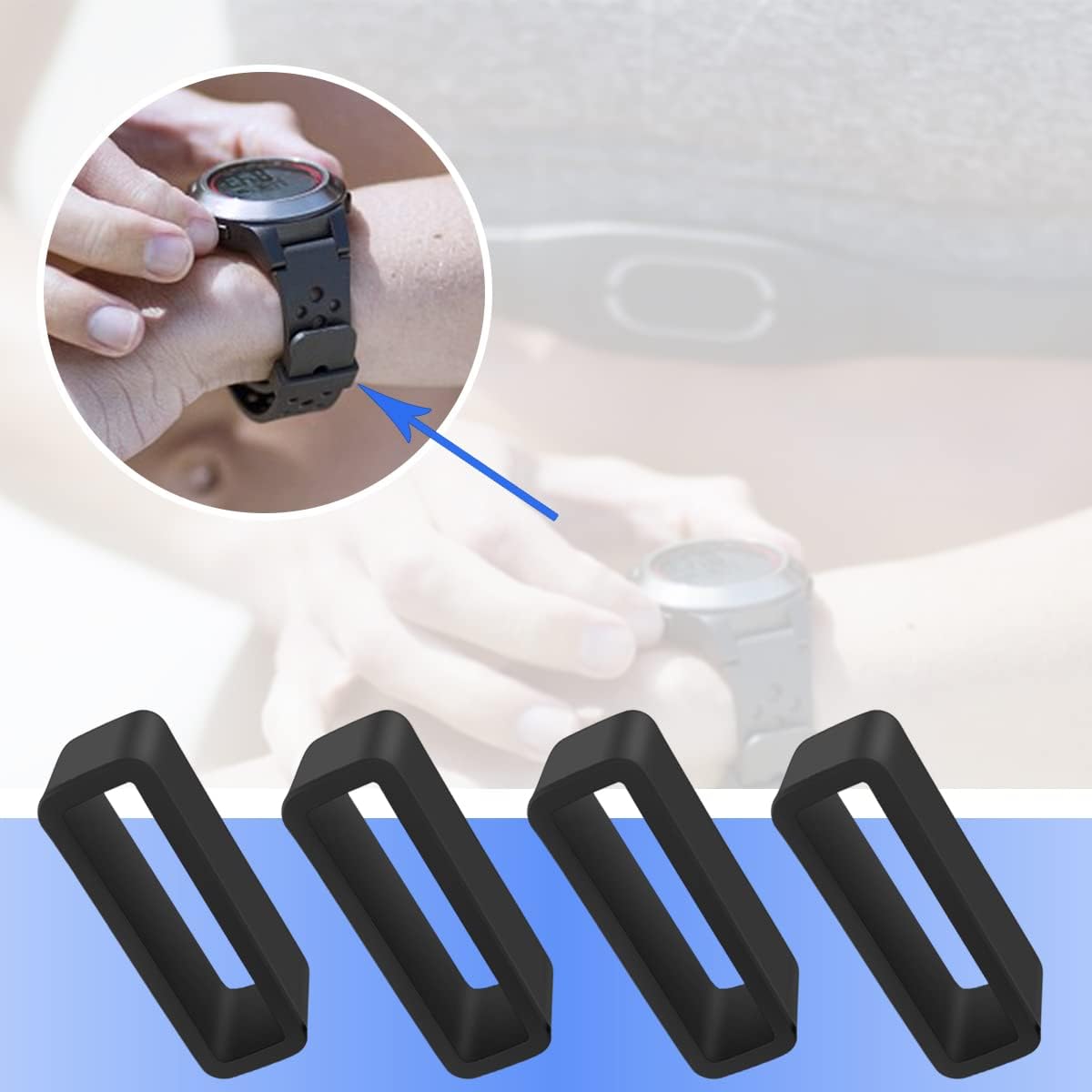 6 Pcs Watch Band Loop Holder Keeper for Resin Belt, Replacement Fastener Rings for Silicone Leather Rubber V1258-DP02-A-269