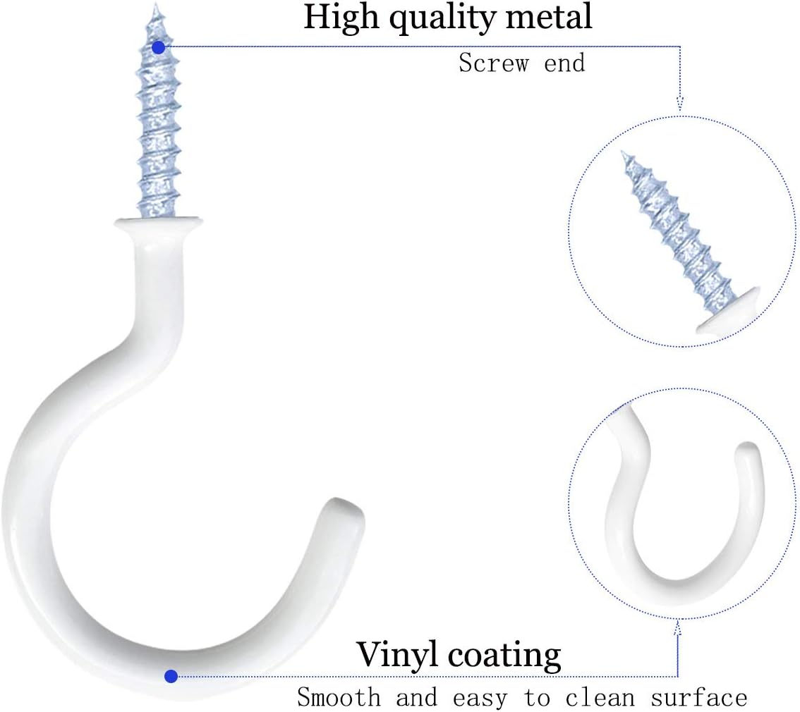 12 Pack Vinyl Coated Ceiling Hooks,Screw-in Mug Hooks,Multi-Function Wall Hooks Kitchen Hooks Cup Hooks for V1258-DP02-A-271