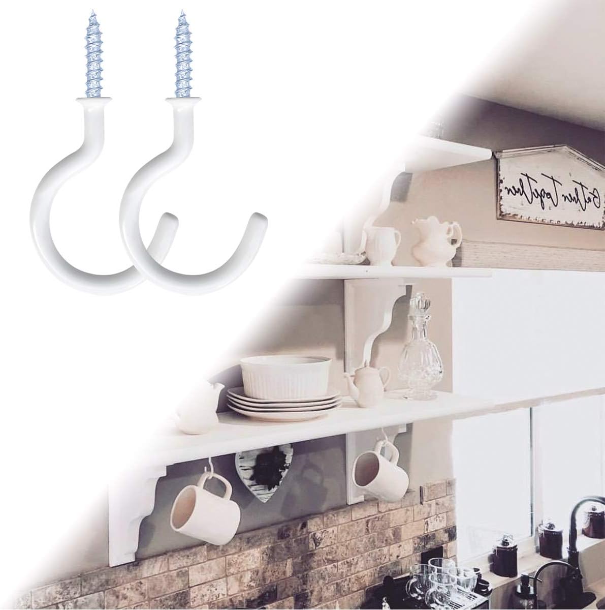 12 Pack Vinyl Coated Ceiling Hooks,Screw-in Mug Hooks,Multi-Function Wall Hooks Kitchen Hooks Cup Hooks for V1258-DP02-A-271