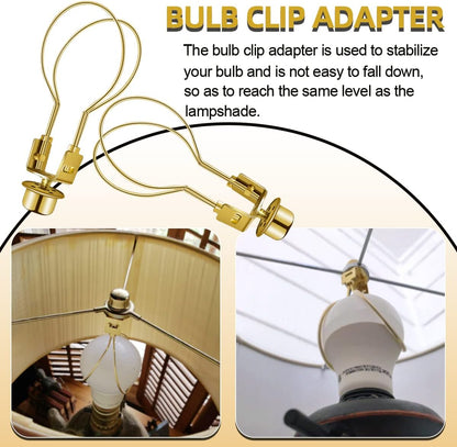 Lamp Holder for Clip-on Light Bulbs with Levellers, Include Finial - DIY Adapter for Shades (1 Pc, Gold) V1258-DP02-A-272