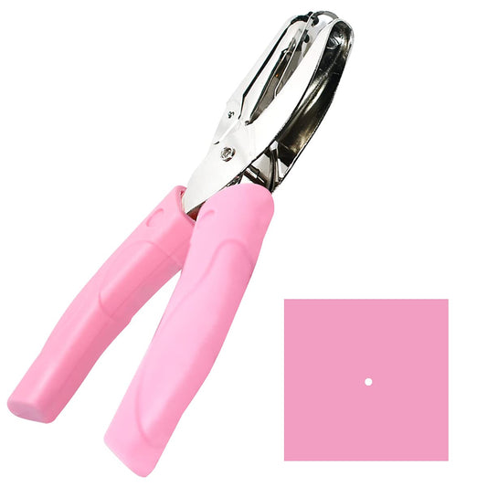 Handheld Hole Paper Punch Puncher for Craft Paper Tags Clothing Ticket DIY Scrapbook Tool, with Pink Soft V1258-DP02-A-273