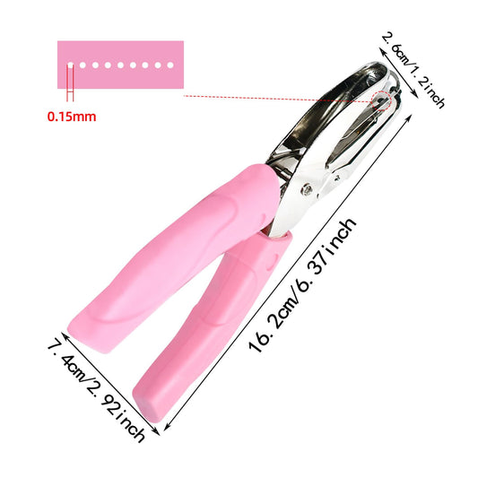 Handheld Hole Paper Punch Puncher for Craft Paper Tags Clothing Ticket DIY Scrapbook Tool, with Pink Soft V1258-DP02-A-273