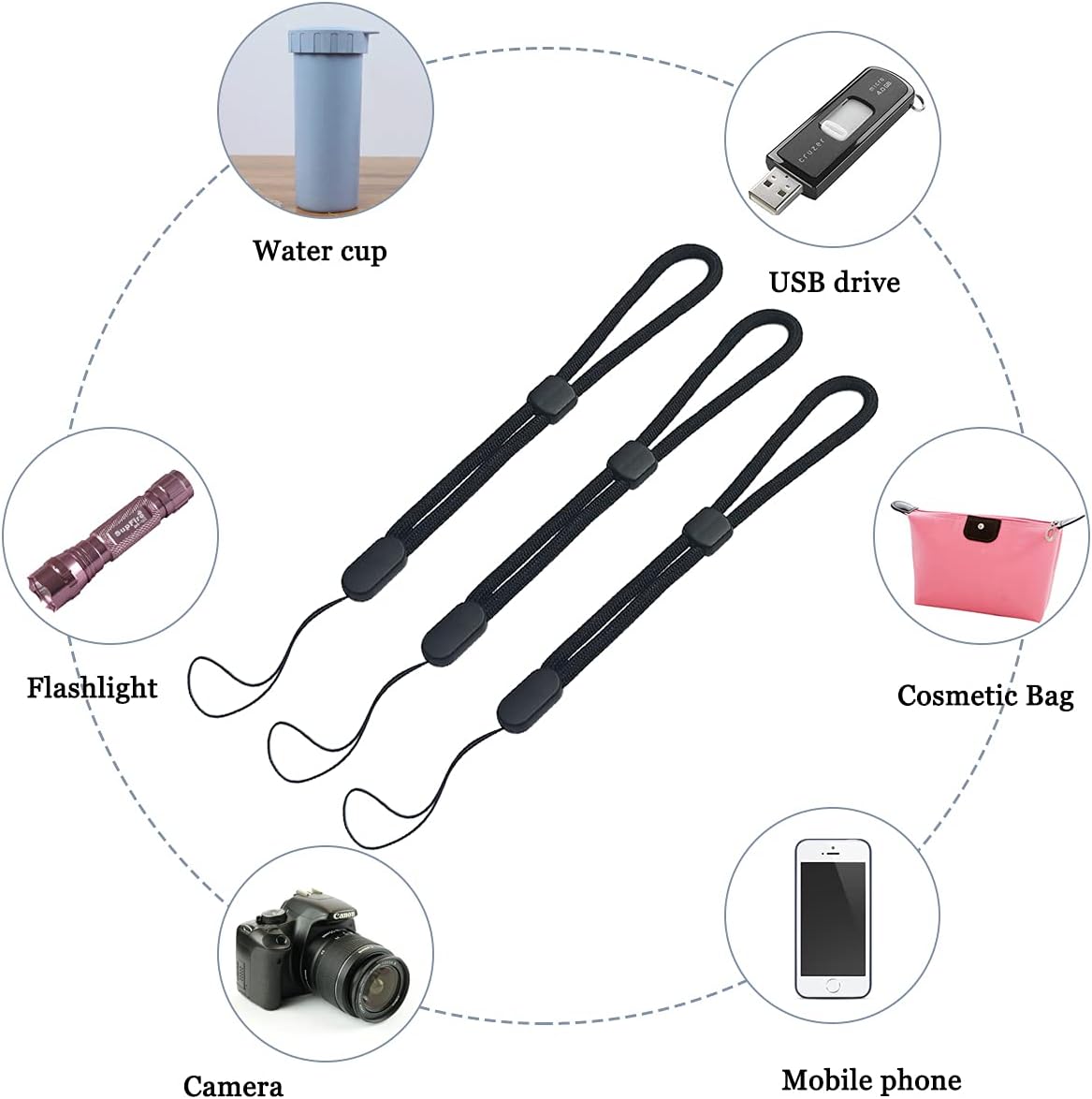 5PCS Wrist lanyard, 8.8 inch Hand Wrist Strap Lanyard, Adjustable Nylon Wristlet Straps for Cell Phone, V1258-DP02-A-274