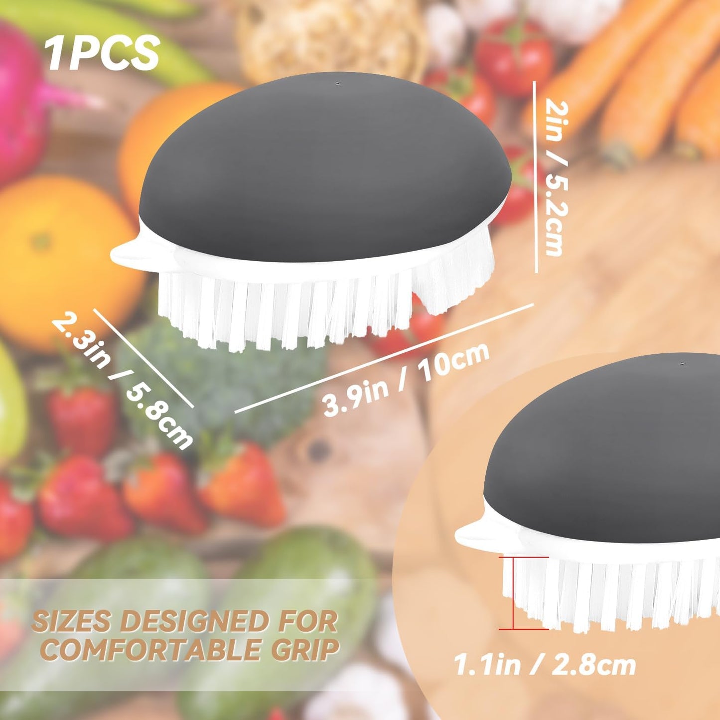 Vegetable Brush Potato Scrubber Brush Non Slip Comfortable Fruit Cleaning Tools for Washing Fruit Mushrooms V1258-DP02-A-275