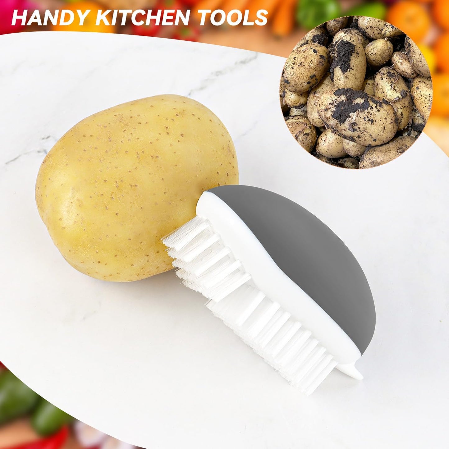 Vegetable Brush Potato Scrubber Brush Non Slip Comfortable Fruit Cleaning Tools for Washing Fruit Mushrooms V1258-DP02-A-275