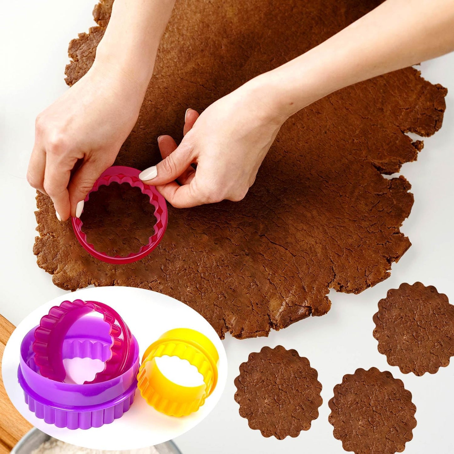 Cookie Biscuit Cutter Set, Two Side Cookie Cutters Plastic Set Multi-size Cake Fruit Vegetable Shapes Cutter V1258-DP02-A-279