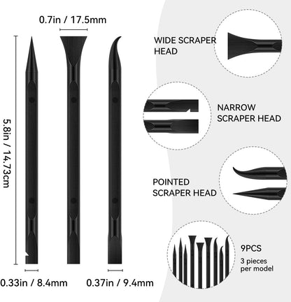 9 Pieces Plastic Scraper Tool for Tight Spaces, Non-Scratch Kitchen Scraper Cleaning Pen, Perfect for Remove V1258-DP02-A-280