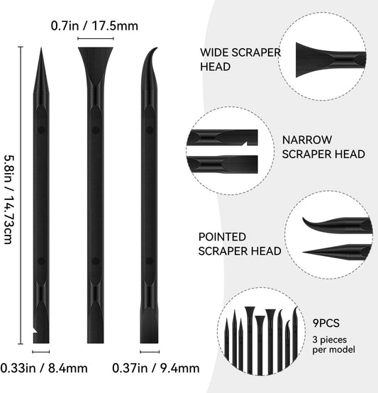 9 Pieces Plastic Scraper Tool for Tight Spaces, Non-Scratch Kitchen Scraper Cleaning Pen, Perfect for Remove V1258-DP02-A-280