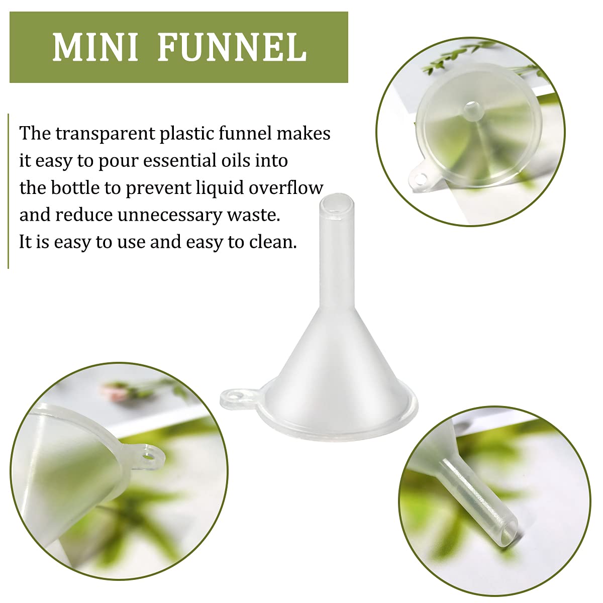 30 Pcs Small Mini Clear Plastic Funnels for Lab Bottles, Essential Oils, Perfumes, Spices, Sand Art, Powder V1258-DP02-A-281