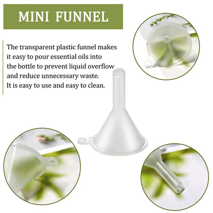 30 Pcs Small Mini Clear Plastic Funnels for Lab Bottles, Essential Oils, Perfumes, Spices, Sand Art, Powder V1258-DP02-A-281