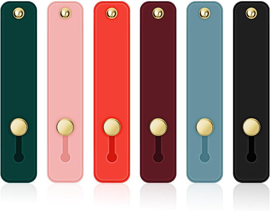 6 Pieces Phone Strap Grip, Telescopic Phone Finger Strap Stand, Assorted Colors Silicone Universal Finger V1258-DP02-A-282