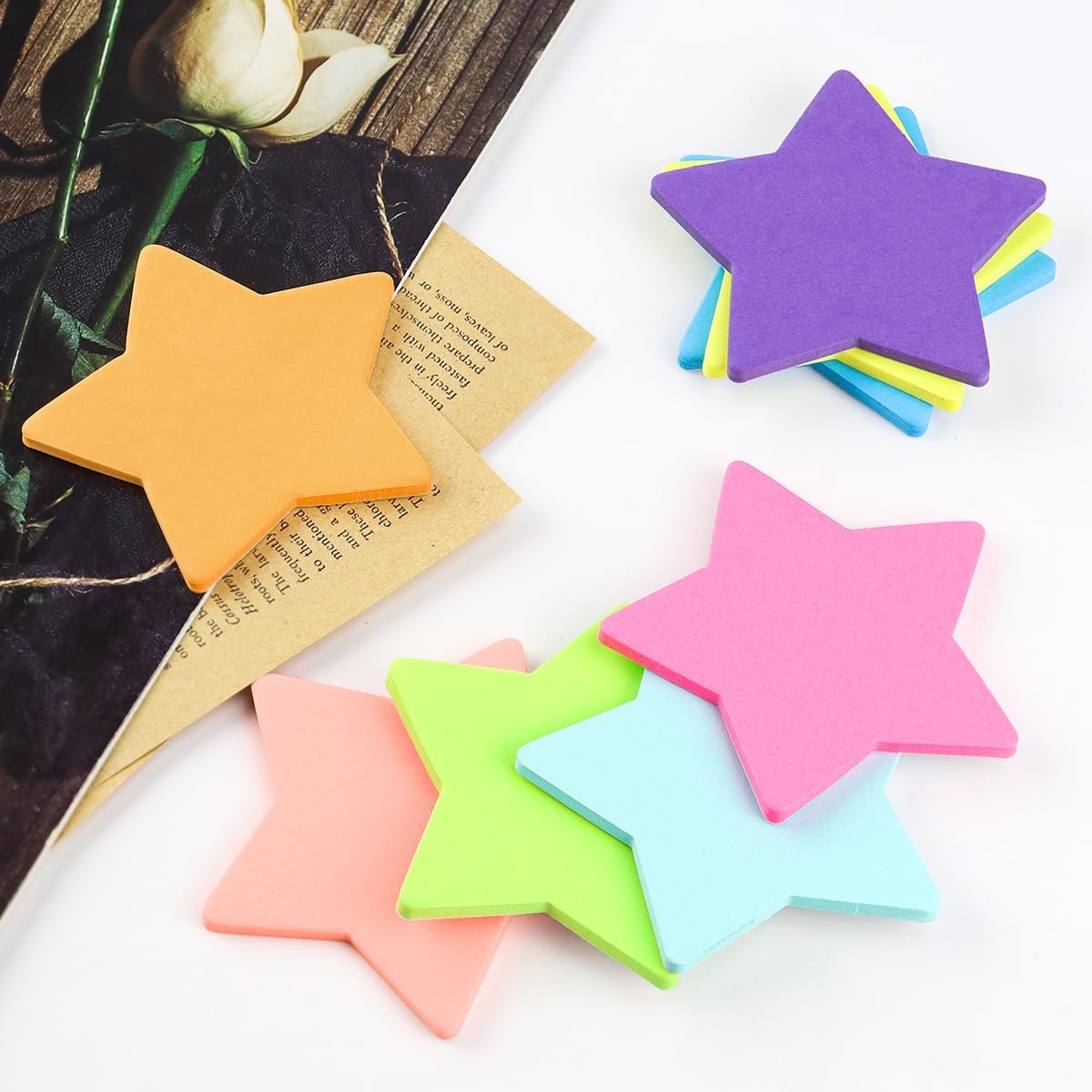 8 Color Star Shape Sticky Notes, 240 Sheets, Self-Sticky Note Pads for School Office Home V1258-DP02-A-285